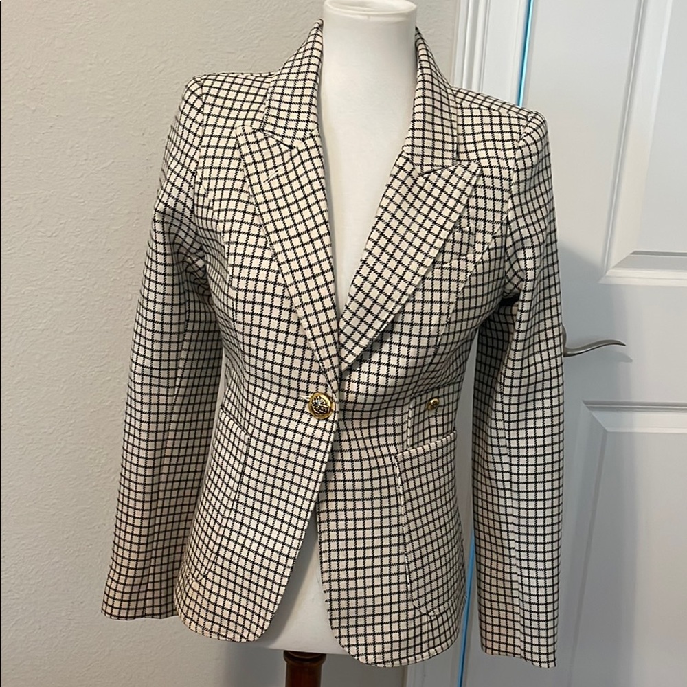 Women's Black and White Checkered Blazer